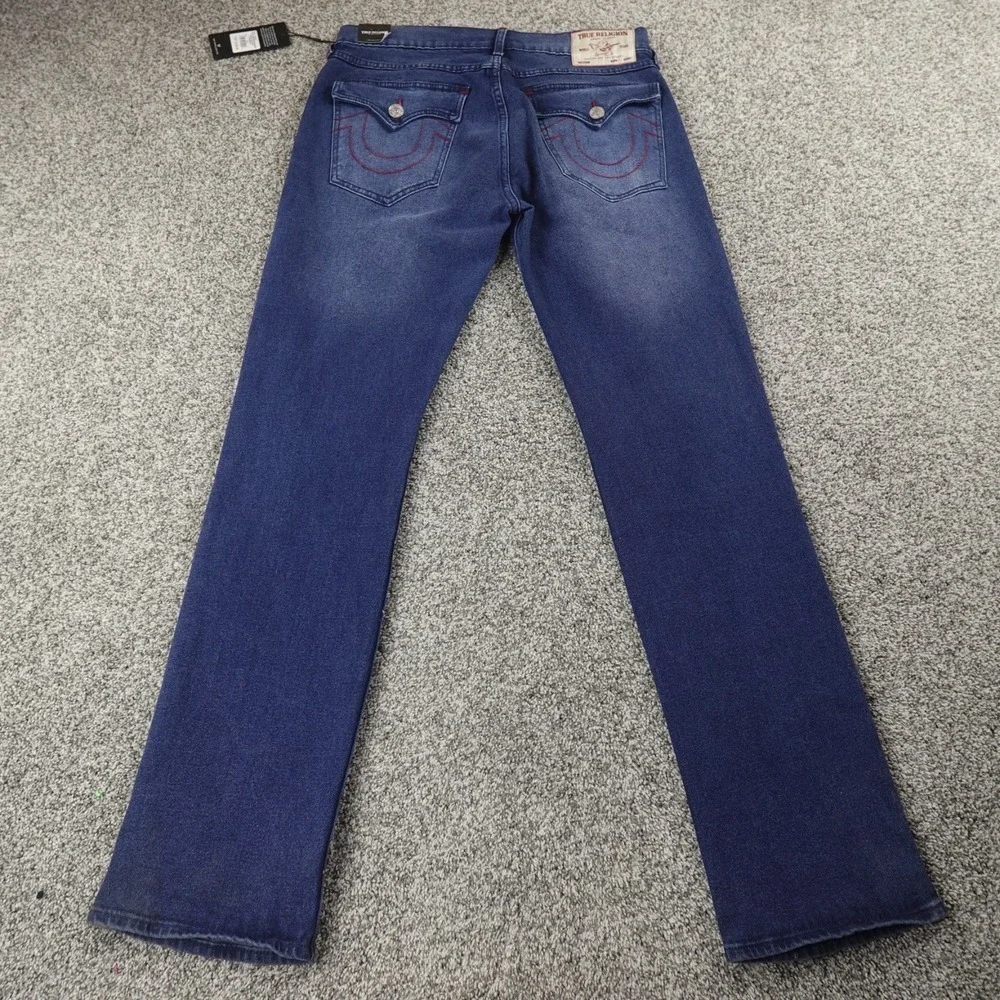 NEW True Religion Jeans Mens 32X34 Dark Blue Denim Ricky Relaxed Straight Pants